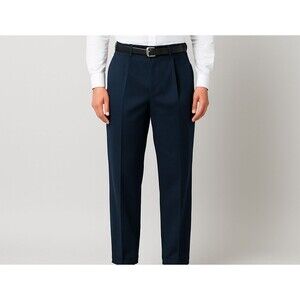 Geoffrey‎ Beene Pants Men 33x30 Navy Cotton Wrinkle  Relaxed Fit Cuffed NWT Lq